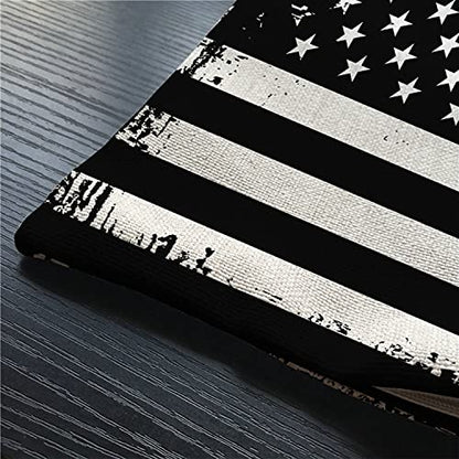 Smooffly Grunge American Flag USA Flag Black and White Waist Lumbar Cotton Linen Home Living Room Decorative Throw Pillow Cases Cushion Cover 12x20 Inch Rectangle Waist Pillowcase - color: Md035