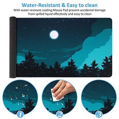 iCasso Extended Gaming Mouse Pad 35.4x15.7in Desk Pad,Silent Night - color: Silent Night