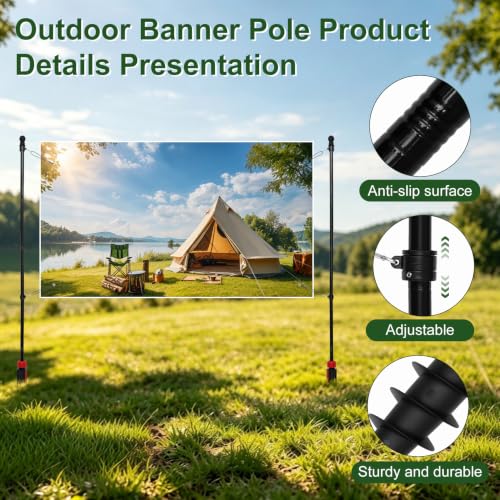 6.5FT Outdoor Banner Stand ,Adjustable Banner Pole with 2 Stakes