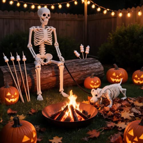 Human & Dog Skeleton Halloween Decorations Outdoor/Indoor - size: 3 FT