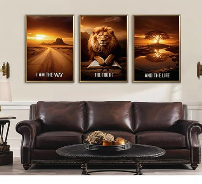 JWDXNOOK 3 Pcs Christian Faith Canvas Prints Wall Art 16x24 Inches Unframed - color: Yellowish brown, size: 16x24Unframed