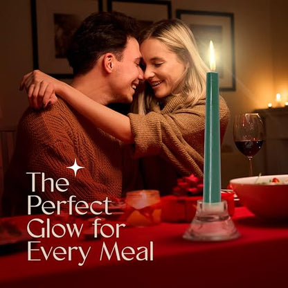Leor & Lair Green Taper Candles, 4 Pack, 10" Unscented Green Candlesticks - color: Green