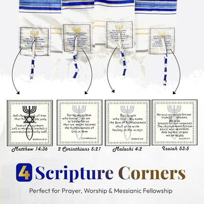 Holy Land Market Messianic Christian Shawl/Tallit - The Messiah Tallit (72 x 22 Inches) - color: Royal Blue