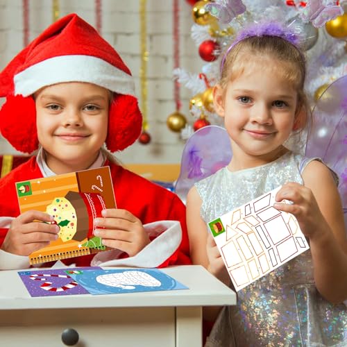 2PCS Christmas’s Day Crafts for Kids Ages 4-8 Sticker Paint Books Gift Party Create 20 Pictures?Sticker Sheets are Separate? - color: Christmas Stikcer Book