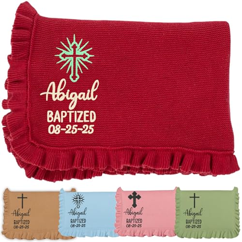 IZI POD Personalized Knit Baby Blanket, Embroidered Name Nursery Blanket, Cotton Knit Stroller Blankets, Gift for Baby, Birthday - Style 12 - color: Custom 13