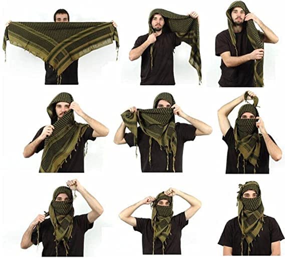 Aonal Military Shemagh Tactical Desert Scarf, Keffiyeh Scarf for Men - color: Grey