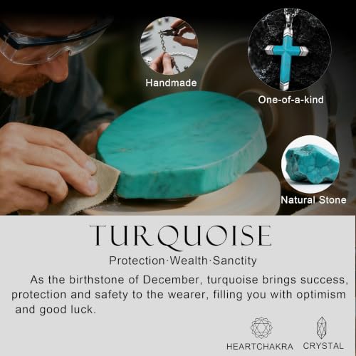 Lapis Lazuli/Amethyst Cross Necklace for Men Waterproof and Sweat-Resistant Suitable for both men and women With Adjustable Box Chain Christian Jewelry Father Day Gifts for Men - color: Sky Blue&Silver