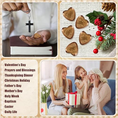 Gerrii 60 Set Christian Token Gift Jesus Love Heart Pocket Hugs, Dark Brown - color: Dark Brown