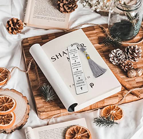 Ptzizi Inspirational Christian Metal Engraved Bookmark with Tassel, Women Bible Verse Bookmark Clip for Friends Girl Sister Female Book Lovers Bookworms Book Club Religious Gift - color: You Are Beautiful