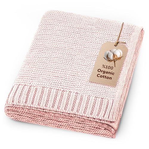 Organic Baby Blanket – 100% Organic Cotton | Ultra-Soft Breathable Newborn Receiving Blanket | Hypoallergenic, Chemical-Free | Unisex Baby Gift | 30x40 Inches (Pink) - color: Pink