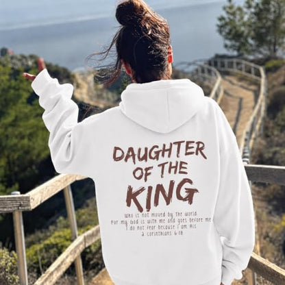 Daughter Of The King Hoodie For Women Christian Religious Hoodies Jesus Bible Verse Inspirational Hooded Sweatshirts - color: White, size: Small