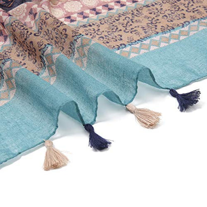 Yeieeo Boho Scarf for Women Lightweight Floral Printed Scarf Fall Winter Fashion Fringed Shawl - color: Floral 10