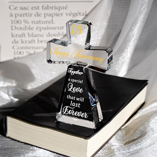 JOASURA 10th Wedding Anniversary Crystal Cross Gifts for Couple - style: 10th