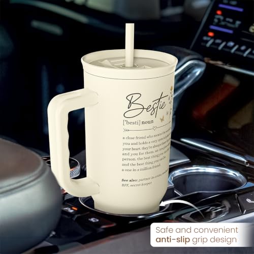 Best Friend Tumbler with Handle 40oz, Bestie Cups for Women Stainless Steel Coffee Travel Tumblers with Straw, Bestie Gifts for Female Friends BFF, Friendship Gift for Birthday Christmas Valentines - color: Best Friend