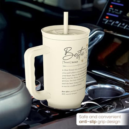 Best Friend Tumbler with Handle 40oz, Bestie Cups for Women Stainless Steel Coffee Travel Tumblers with Straw, Bestie Gifts for Female Friends BFF, Friendship Gift for Birthday Christmas Valentines - color: Best Friend