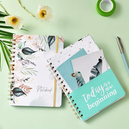 Ruled Notebook/Journal - Journal for Wemon, 8.5" X 6.4" - color: green white