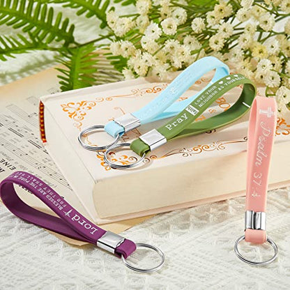 Sureio 24/48/100pcs God Father Christian Gifts Keychains Bulk with Bible Scripture Inspirational Keychains Church Vbs Gift - color: Bright Colors