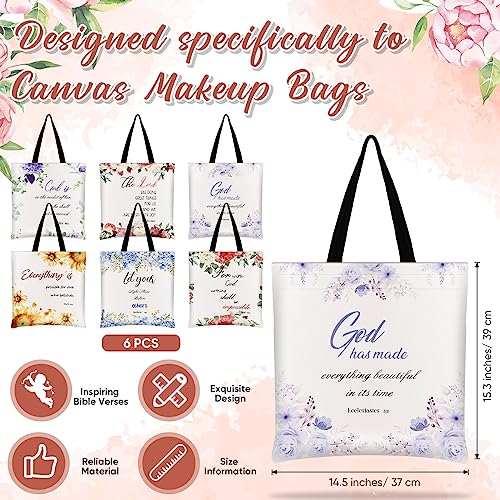 Silkfly 6 Pcs Christian Tote Bags for Women Bible Canvas Bag Religious Gift
