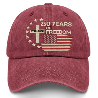 US 250th Anniversary Hat, Patriotic Embroidered Cap, 1776-2026 Freedom Celebration, 250 Years American History Gift Patriots - color: Us 250 Years Freedoms 1776-2026 250th Birthdaywine Red1