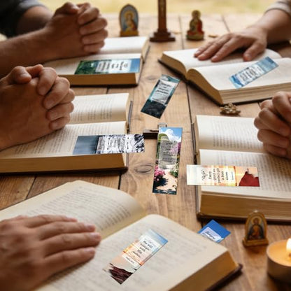 100 Pcs Christian Bookmarks, Religious Bible Verse Paper Bookmark Bulk for Women Man, Inspirational Scripture Scenery Book Mark Gift for Reading Lovers Church Accessories - color: Christian C