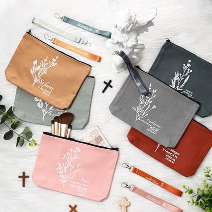 Huhumy 12 Pcs Christian Makeup Bag, Bright Colors, Spanish Boho - color: Bright Colors, style: Spanish Boho