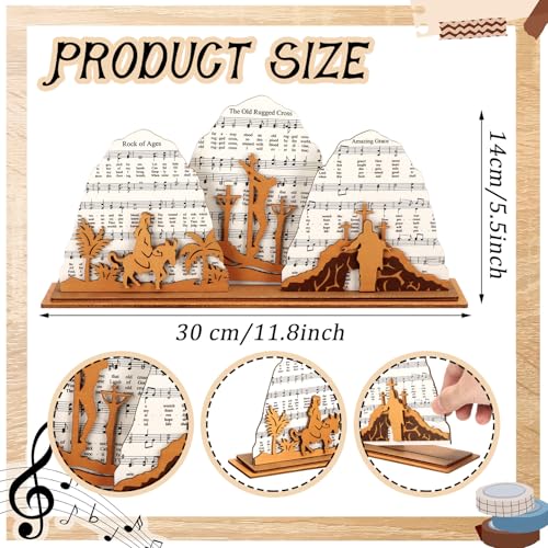 Empty Tomb Easter Scene and Cross Decor Religious Music Sheet Table Centerpiece Laser Cut Resurrection Scene Jesus Nativity for Home Church Office Shelf Tiered Tray Decor Christian Gift - style: Music Jesus