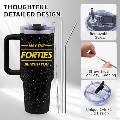 Father Gifts for Men, 40oz Tumber With Handle - color: Father-Black