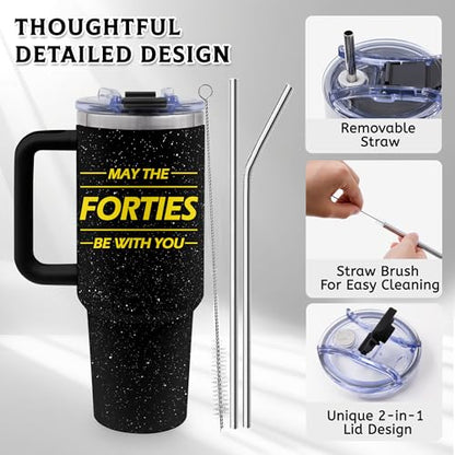 Father Gifts for Men, 40oz Tumber With Handle - color: Father-Black