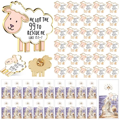 Hollowfly Christian Jesus Lamb Lapel Pins Bulk with Cards - style: Lamb