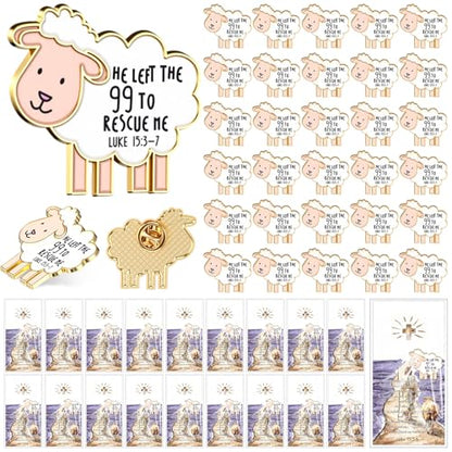 Hollowfly Christian Jesus Lamb Lapel Pins Bulk with Cards - style: Lamb