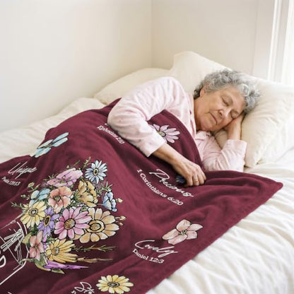 Christian Religious Gifts for Women, Burgundy Christian Blanket 80''x 60'' - color: Burgundy, size: 80"x60"