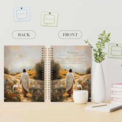 Christian Jesus Notebook, the Lord Is My Shepherd Psalm 23 Bible Verse Journal, Religious Scripture Spiral Notebook, Jesus Leaves the 99 Sheep Journal for Women, 5.5x8.3 - color: YhSj 4