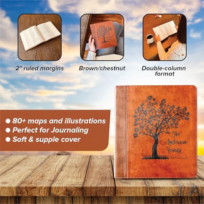 STARKENBURG COMPANY Personalized Family Bible, Custom Engraved ESV Family Journaling Study Bible, For Wedding Gifts
