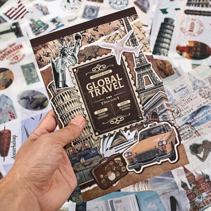 Travel Ephemera Book, 50 Sheets A5 Washi Stickers & Papers - color: 50 Travel Sticker Paper Book