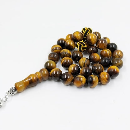 albasha Tasbih Natural Tiger eye stone With Tabizon handmade Muslim rosary bead Misbaha beads Islamic gift - size: 10mm x 99beads