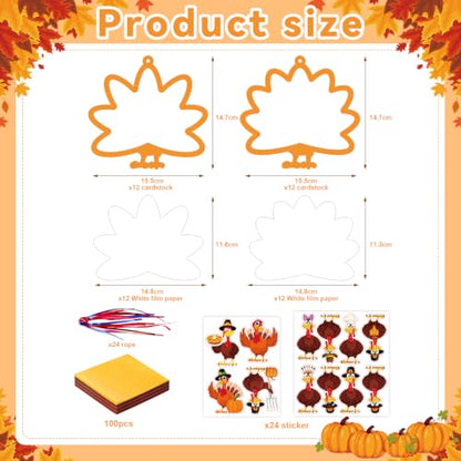 Fennoral 24 Pack Thanksgiving Turkey Suncatcher Craft Kit for Kids - color: Turkey