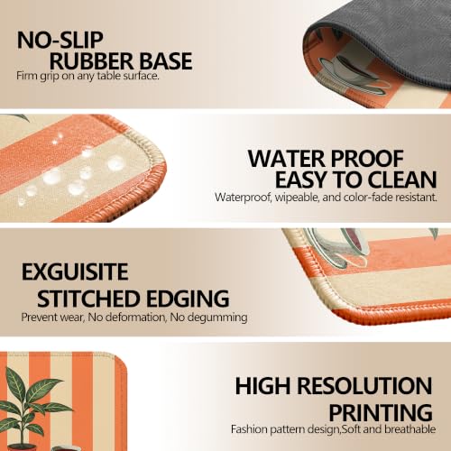 Striped Houseplant Tea Cup Mouse Pad Boho Desk Pad 9.5x7.9 Inch - color: Houseplant