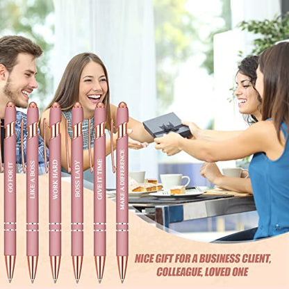 Zonon 12 Pcs Inspirational Pens, Motivational Ballpoint Pen Gifts for Women - color: Rose Gold, style: Boss Lady