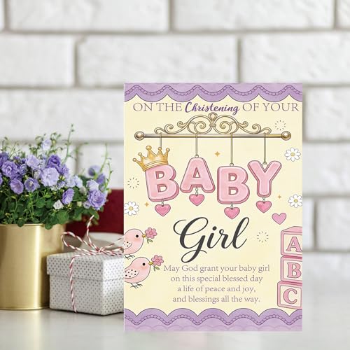 Baptism Card for Girl, Baby Girl Christening Gift Card - style: AM-443