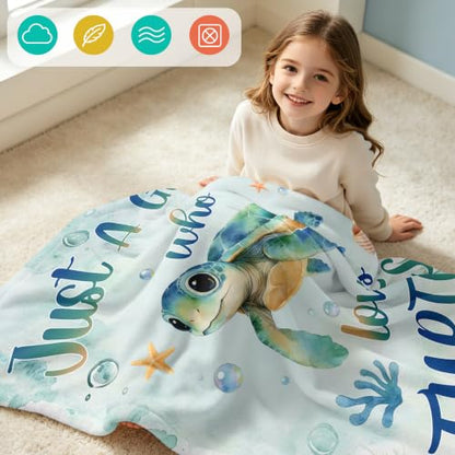 Nicetous Turtle Gifts, Sea Turtle Gifts for Women Throw Blanket 40x50in - color: Sea Turtle