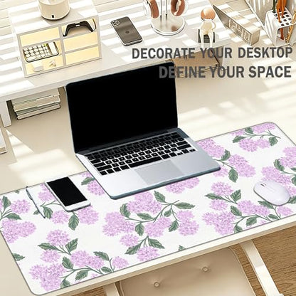 Hydrangea Mouse Pad, Pink Flroal Desk Mat 31.5x11.8 - color: Pink Hydrangea Large, size: 31.5L x 11.8W inches
