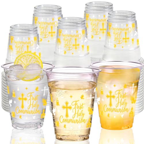 50 Pcs Religious Plastic Cups 12 Oz First Holy Communion After Party Cups