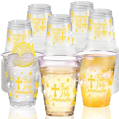 50 Pcs Religious Plastic Cups 12 Oz First Holy Communion After Party Cups