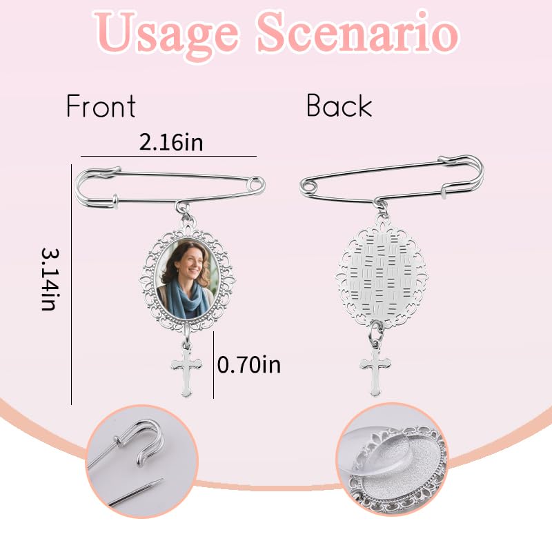 Wedding Double Picture Frame Brooch for Bride Grooms Boutonniece Pin for Wedding Bouquet - color: Color I