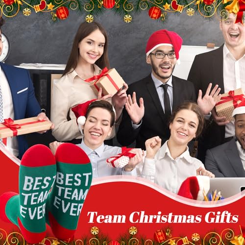 Glitopper 12 Pairs Best Team Ever Gift Socks Bulk - color: Red, Green, style: Team