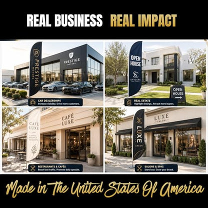 Custom Feather Flag by BCB Print, Personalized Swooper Flag with Photo, Text or Logo, 11.5x2.5 FT Single-Sided HD Print, Optional Add-On 15 FT Pole Kit & Ground Spike, Made in USA, Fast Delivery - color: Feather Flag +/– Ground Spike Kit