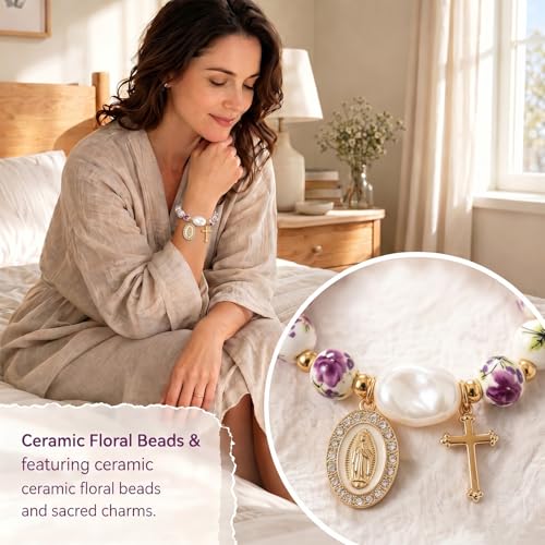 Holy Water Bracelet for Women,Religious Christian FaithJewelry - color: (purple3)