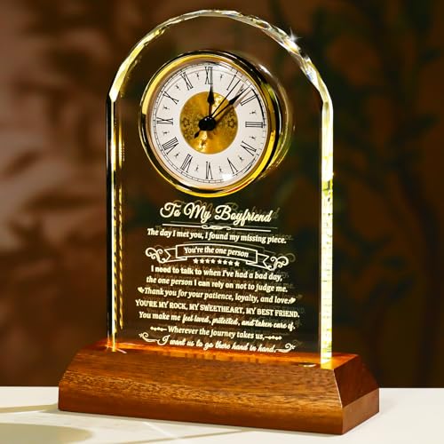 Arikyrist Glass Clock Gifts for Boyfriend on Anniversary Birthday - color: Boyfriend