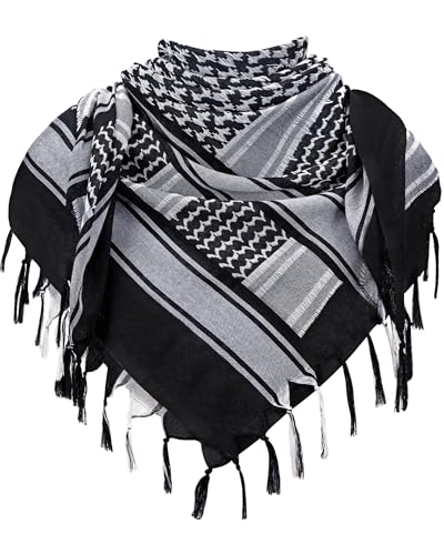 Aonal Military Shemagh Tactical Desert Scarf, Keffiyeh Scarf for Men - color: Mixed Black