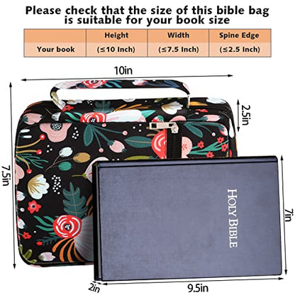 Laumoi Bible Cover Case for Women 10'' Flower Bible Holder Case Large Religious Carrying Bag for Women Study Christian Book Gift (Fresh Flower) - style: Fresh Flower